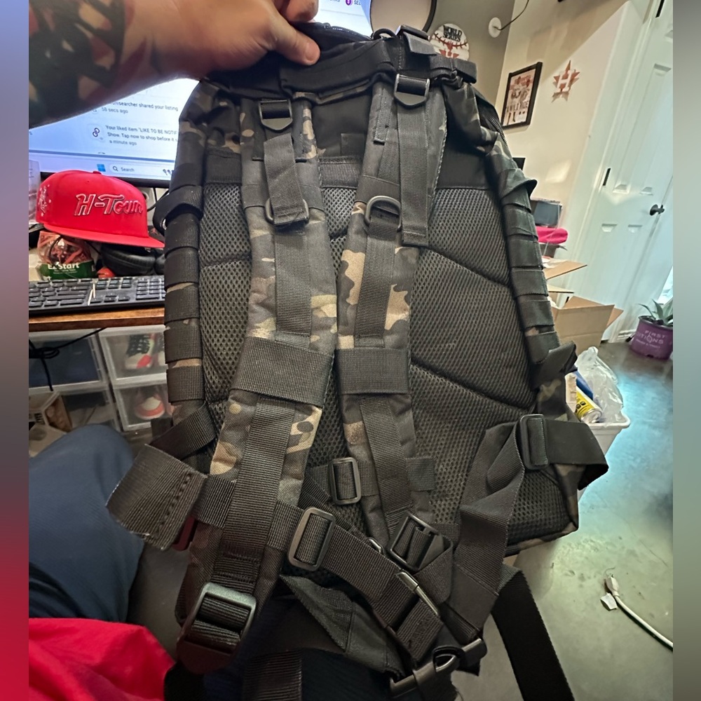 Military Black Camo Tactical Backpack Molle Army Assault Pack - Picture 4 of 4